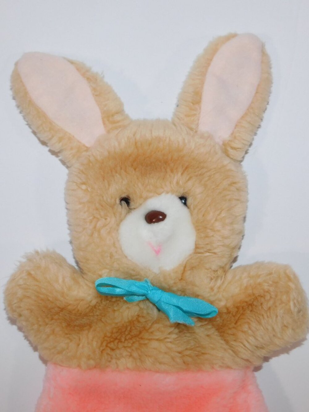 Vintage 70s Animal Fair Brown Pink Bunny Rabbit Plush hand Puppet 11" - Picture 2 of 6
